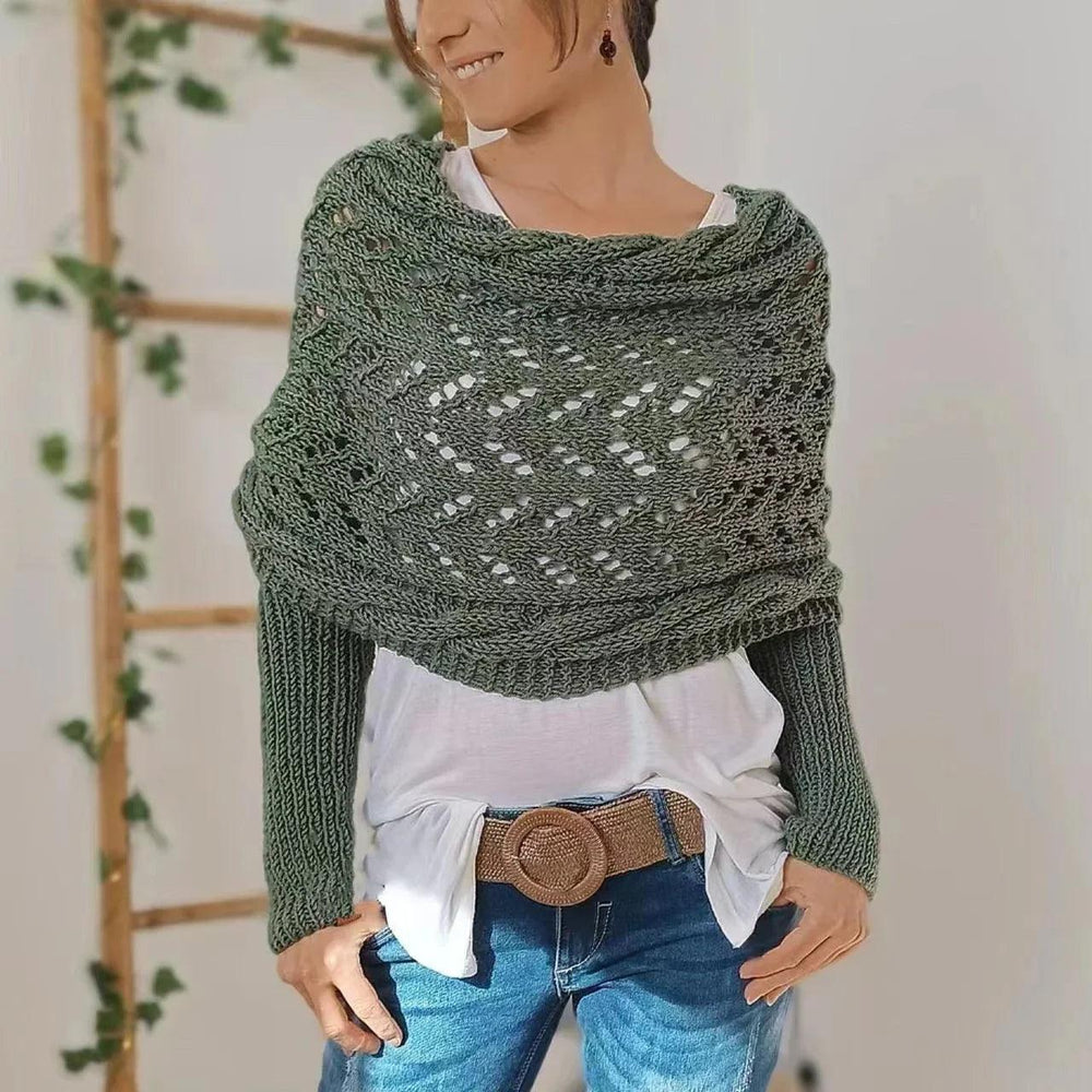 Autumn And Winter Warm Knitted Shawl Women's Hollowed-out Double Sleeve Shawl Collar Fashion Natural For Home And Party EX-STOCK Canada