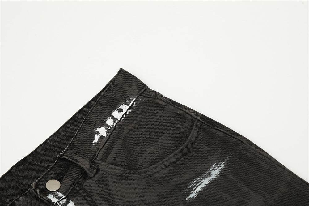 Punk Waste Soil Distressed Men Denim jeans pant Straight-leg Trousers - EX-STOCK Canada