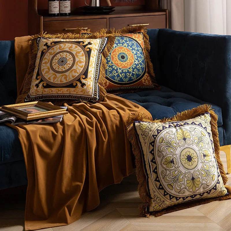 Pillow Sofa High-grade Sense Tassel Light Luxury style-gold rimmed Pillows - EX-STOCK Canada