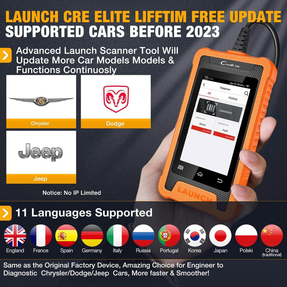 US EU Warehouse Launches CRE Full System Diagnostic Tool For Chrysler And OBD2 Code Reader Car Scanner For JEEP And DODGE - EX-STOCK Canada