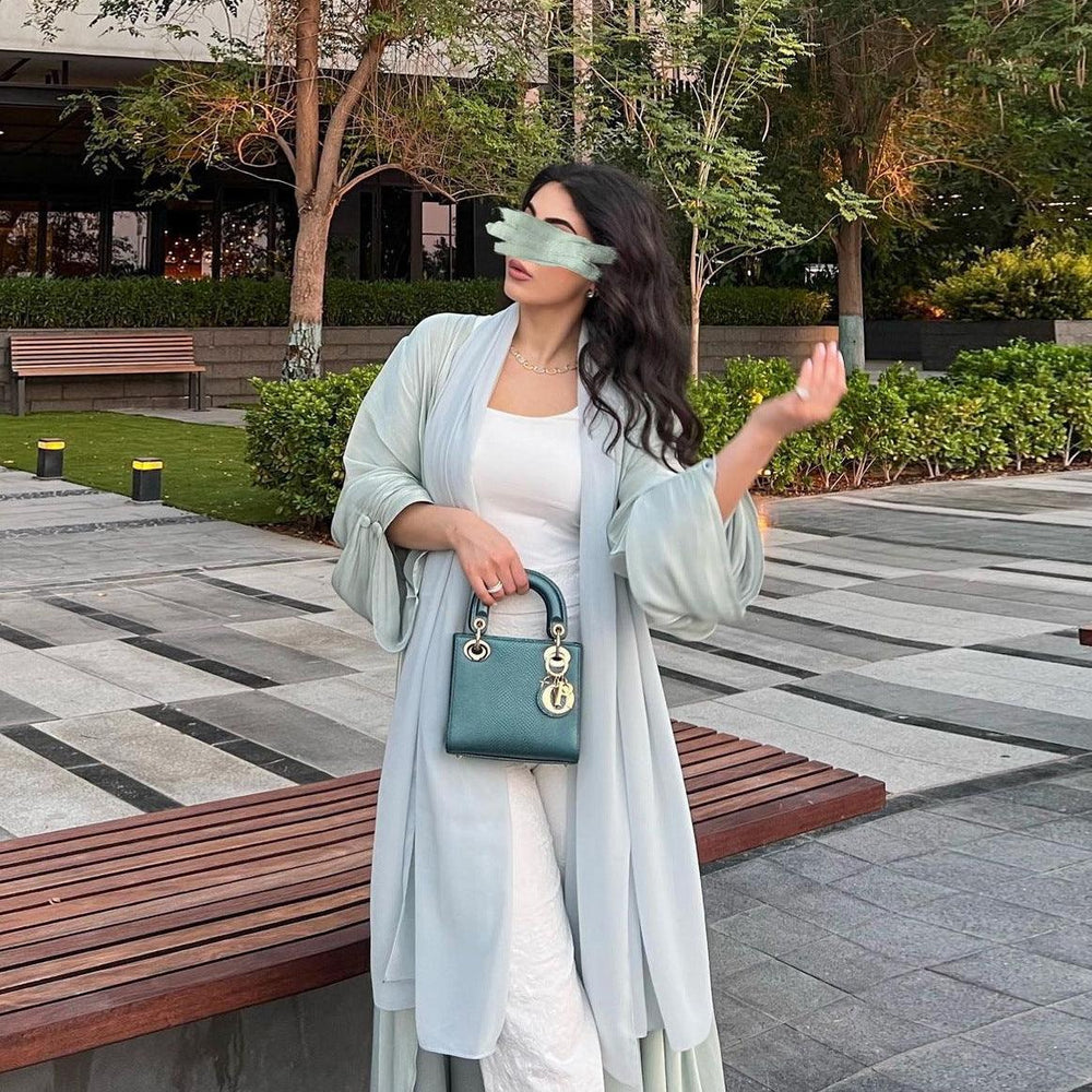 Robe musulmane Dubaï Vêtement extérieur Robe en soie brillante - EX-STOCK Canada