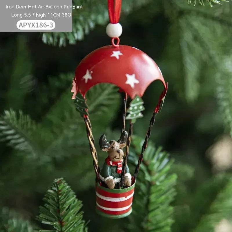 Nordic Iron Christmas Hot Air Balloon Parachute Pendant Creative Decorations Tree Charms Hangings - EX-STOCK Canada