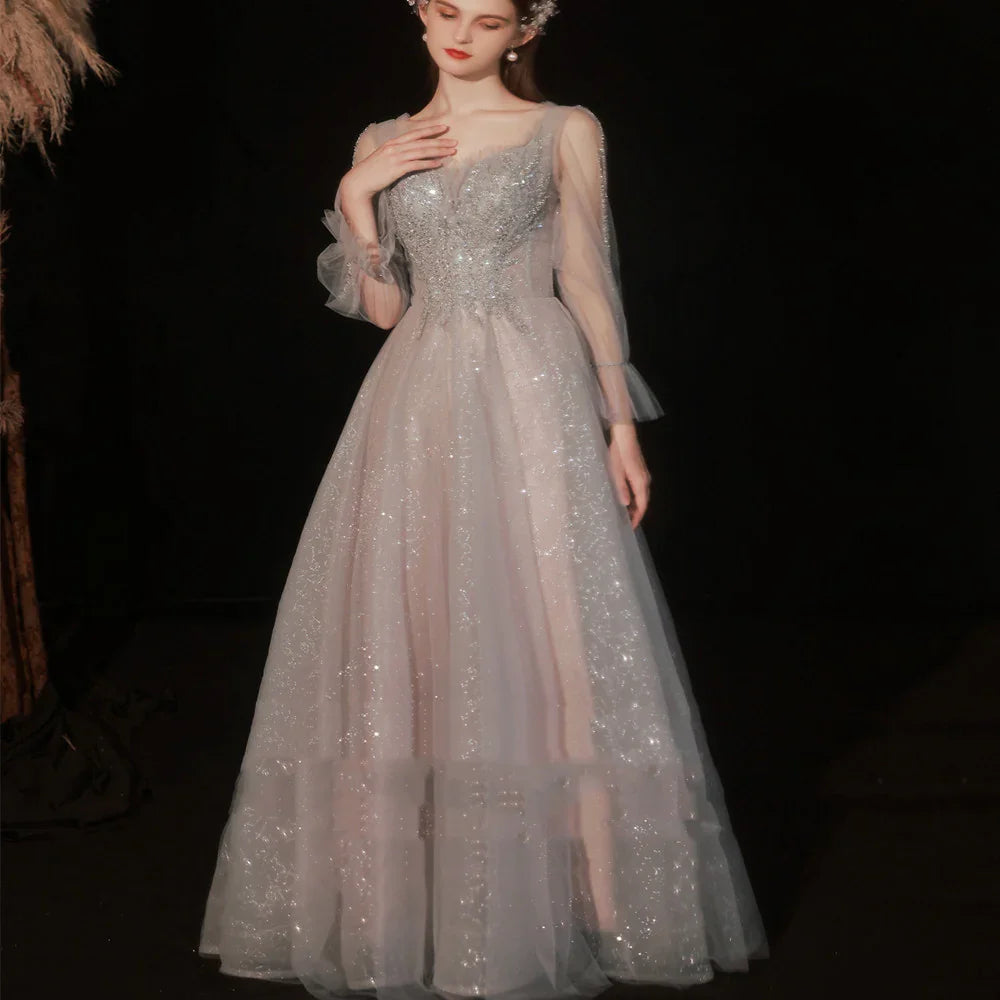 Women's Long-sleeved Host Dinner Annual Meeting Dress EX-STOCK Canada