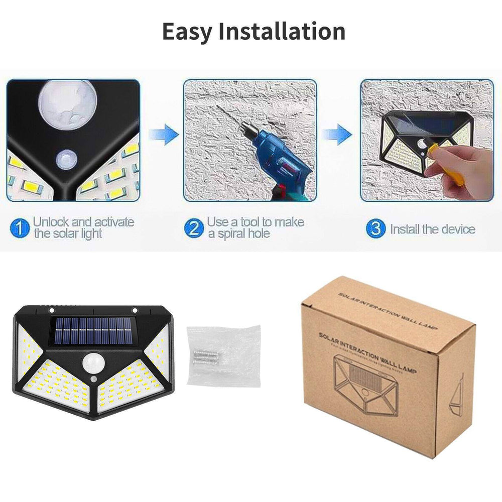 4X Solar Power PIR Motion Sensor Wall Lights LED Outdoor Garden Security Lamp - EX-STOCK Canada