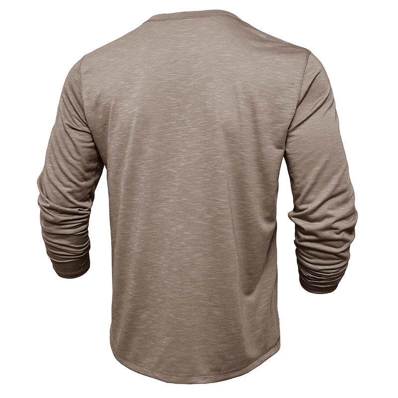 Men's Long-sleeved Henry Collar T-shirt - EX-STOCK Canada