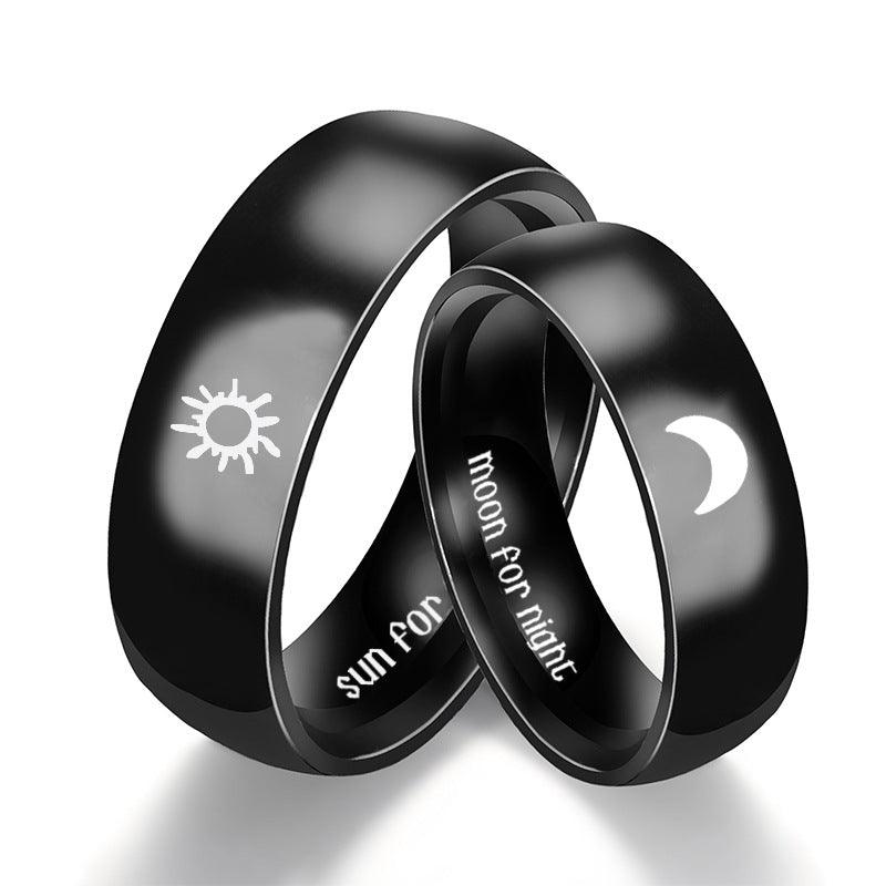 Anillos de pareja de acero inoxidable Sol Luna - EX-STOCK Canada