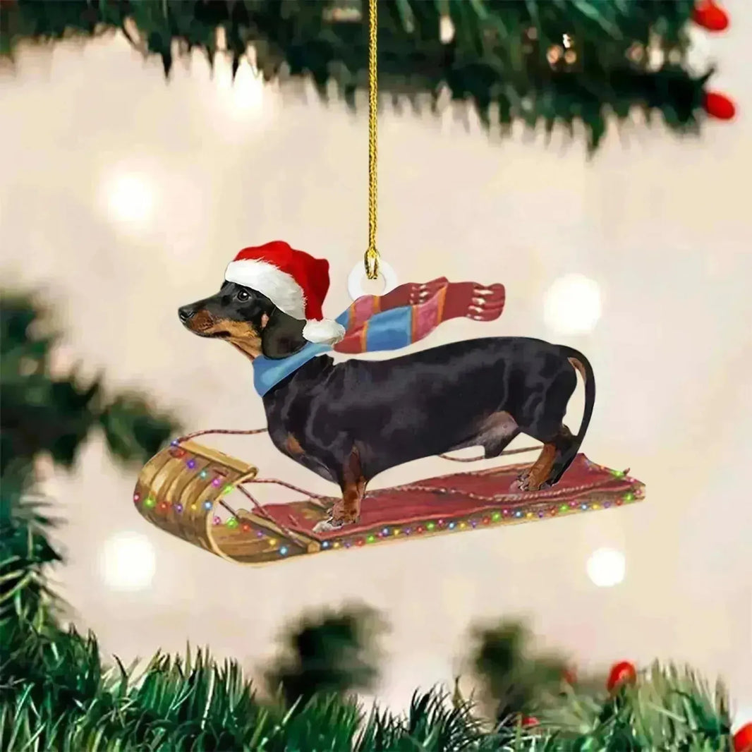 Décorations de chiens de saucisse de Noël à la maison