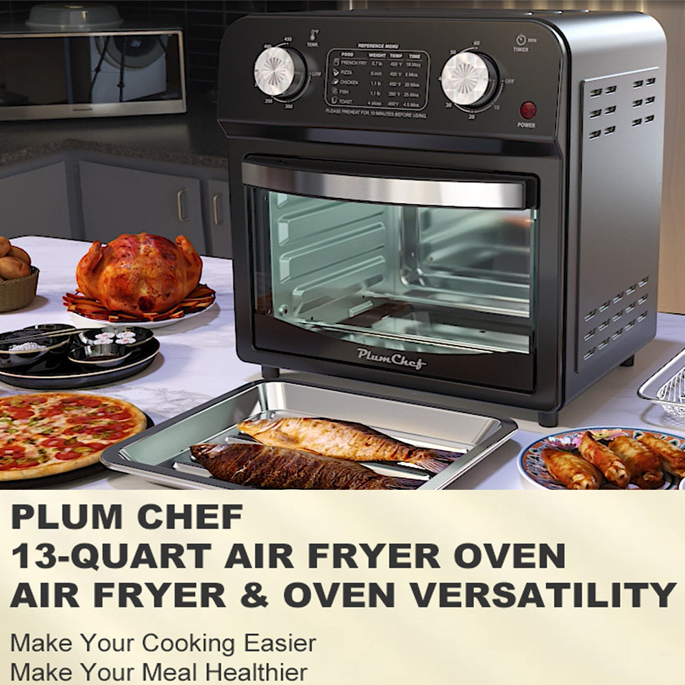 Air Fryer With Dual Knob Control 12.5 Qt , Temperature Range, 60-Min Timer, Presets For French Fries, Pizza, Chicken, Fish, And Toast Healthy Oil-Free Cooking Oven EX-STOCK Canada