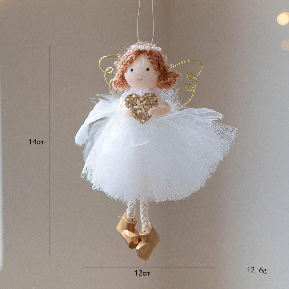 Gonna di Tulle Bianca di Natale Pendente di Angelo Ragazza con Ali DorateEX-STOCK Canada