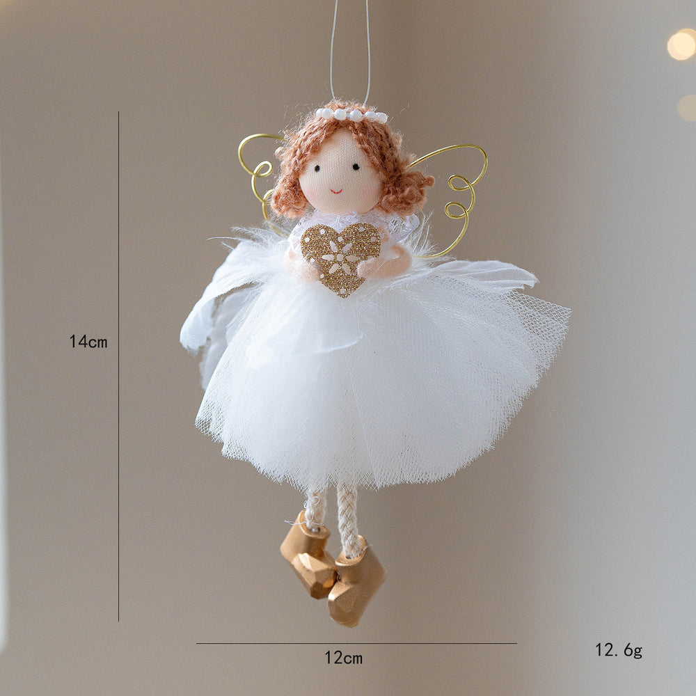 Christmas White Tulle Skirt Golden Wings Angel Girl Pendant EX-STOCK Canada
