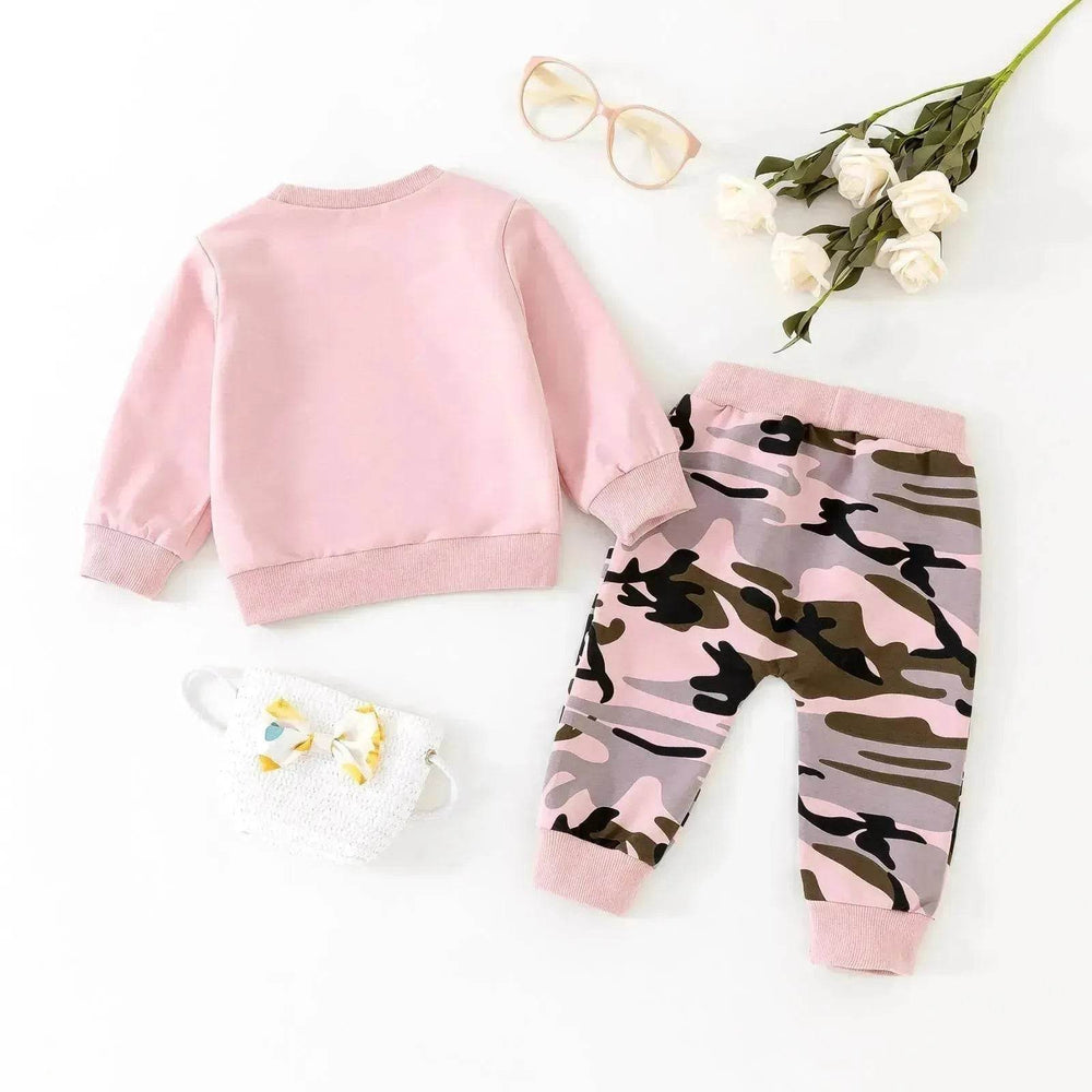 Two piece for girls Long Sleeve Sweater Camouflage Trousers Suit for girls - EX-STOCK Canada