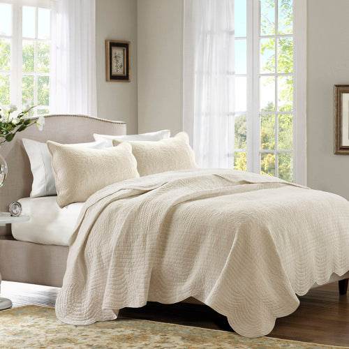 3 Piece Reversible Scalloped Edge Quilt Set Bedding Comforter set - EX-STOCK Canada