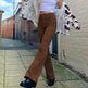 Brown High Waist Stretch Bootcut Jeans Women Casual Pants - EX-STOCK Canada