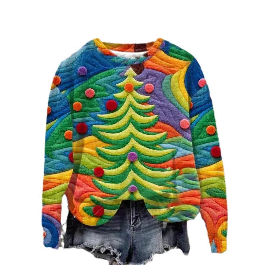 Sweat-shirt de Noël polyvalent pour femmes avec impression numérique 3DEX-STOCK Canada