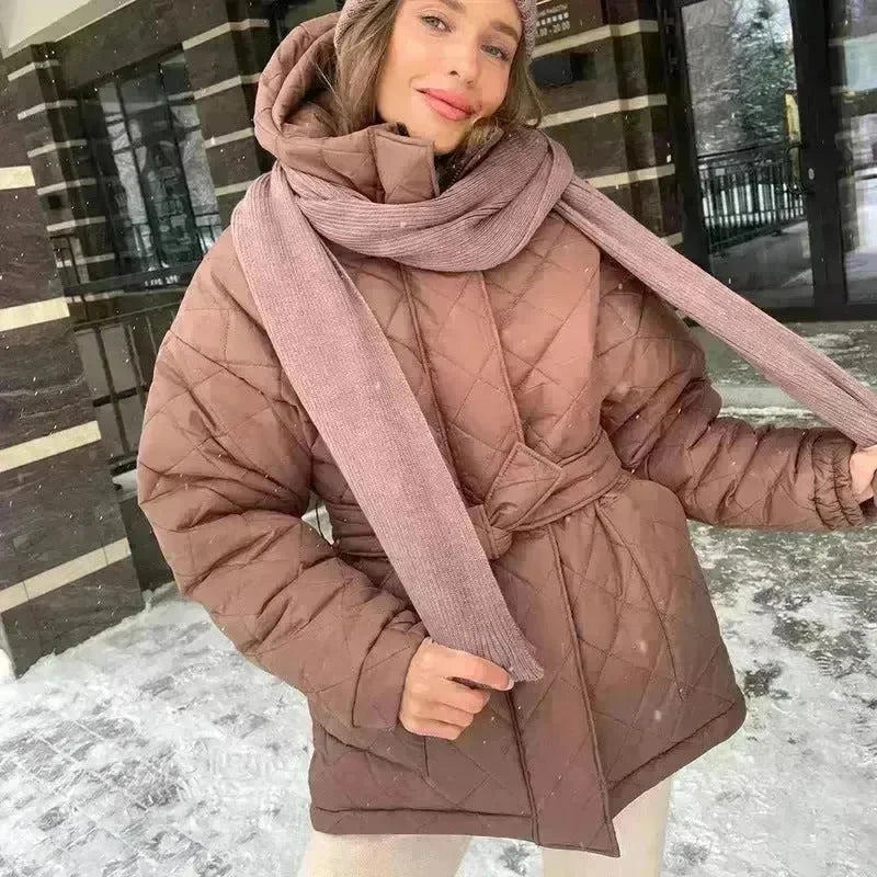 Thermal Jacket Plus Size Tie Down Cotton Winter Hoodie Coat - EX-STOCK CANADA