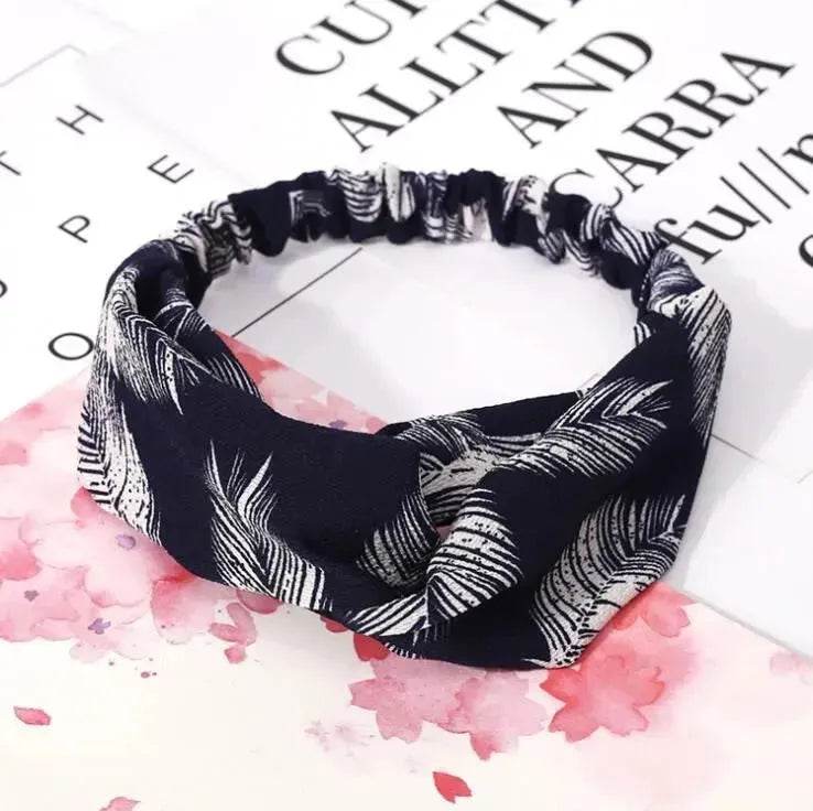 Women Retro Style Knotted Hairband floral Print Cross Headband - EX-STOCK Canada