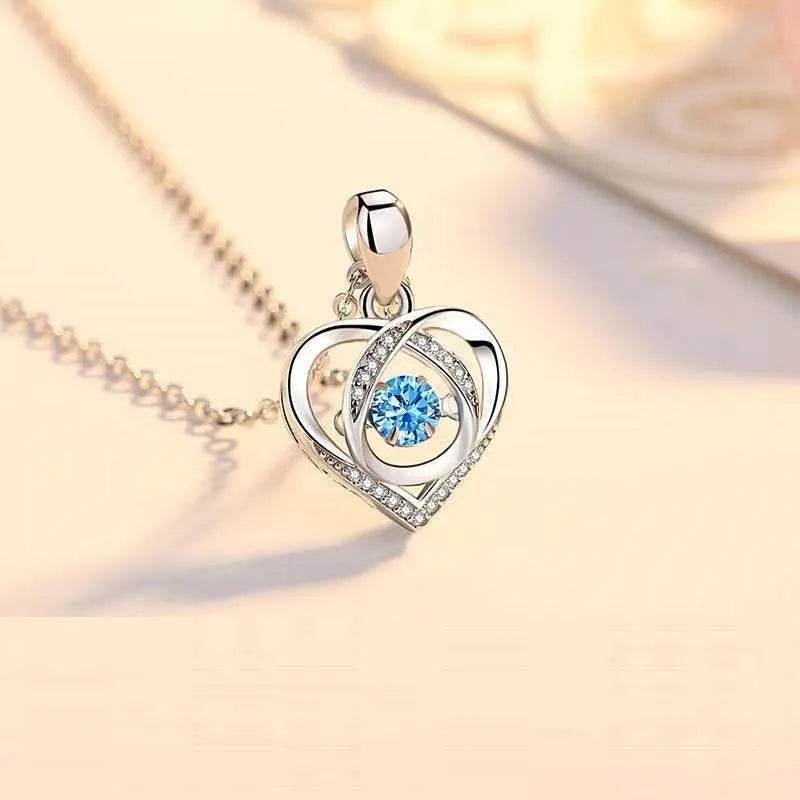 S925 Beating Heart-shaped Necklace Women Luxury Love Rhinestones Necklace Jewelry Gift For Valentine's Day - EX-STOCK Canada