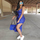 Women's Satin Drape Cowl Neck Sleeveless summer dress Strappy Cami Split Slit Party Midi Dress - EX-STOCK Canada