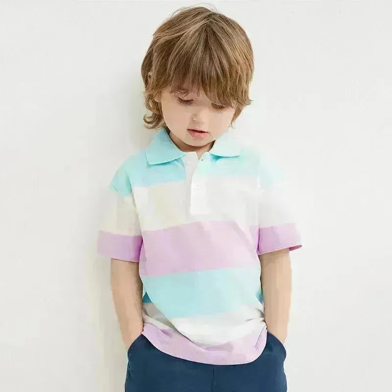 Shirt polo per ragazzi camicia di cotone a strisce corta per bambini