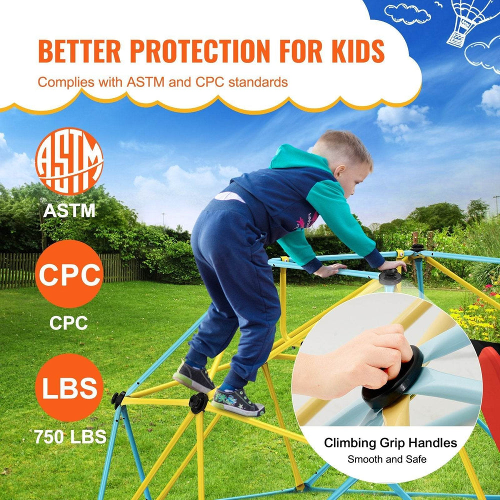 Climbing Dome, For Kids 3 To 9 Years Old, 8FT Geometric Dome Climber With Slide,Jungle Gym Supports 600LBS And Easy Assembly, With Climbing Grip, Outdoor And Indoor Play Equipment For Kids - EX-STOCK Canada