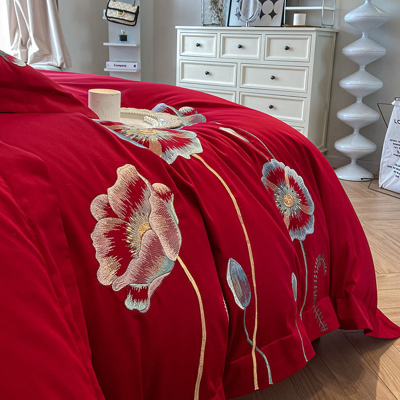 Pure Cotton Bed Sheet Duvet Cover Embroidered Long-staple Cotton Four-piece Set EX-STOCK Canada