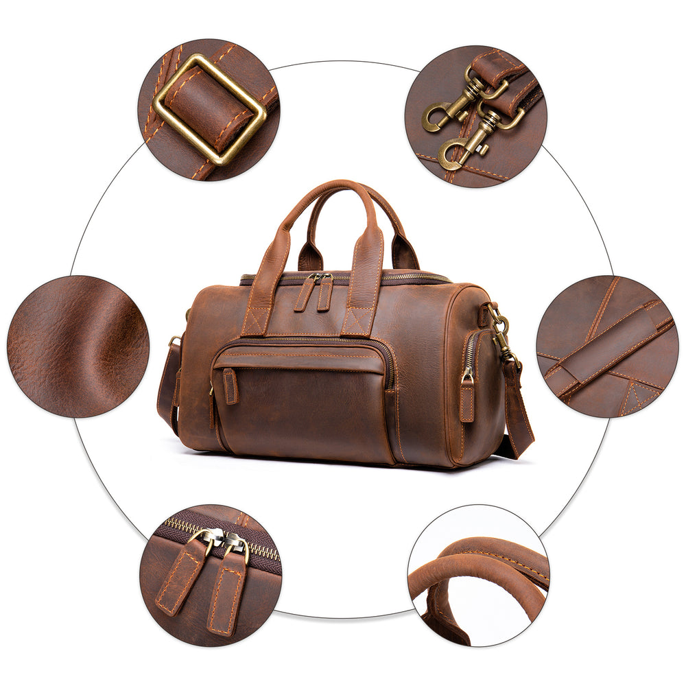 New Leather Handmade Retro Leather Men's Hand Luggage Bag Large Capacity | EX-STOCK Canada