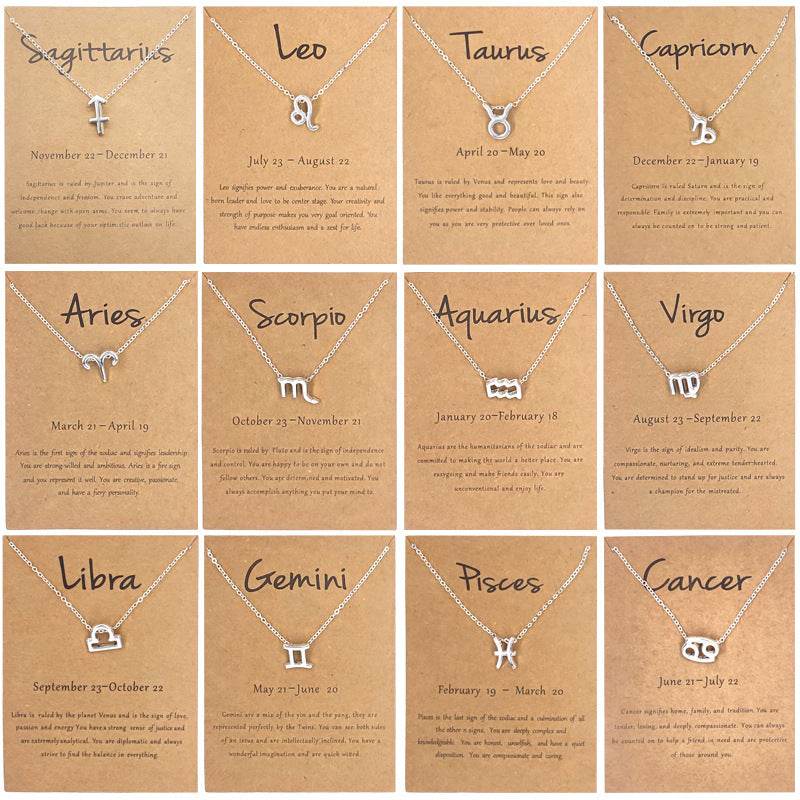 12 Zodiac Sign Necklaces With Gift Card Constellations Pendant Necklace Jewelry - EX-STOCK Canada