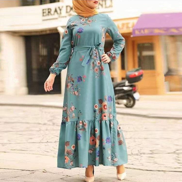Turkish Muslim Women's Long Sleeve Printed Robe - EX-STOCK Canada