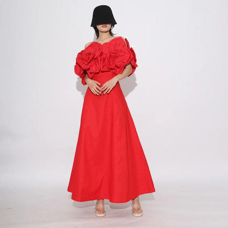 Fashion Heavy Industry Women's Three-dimensional Flower Design Dress EX-STOCK Canada