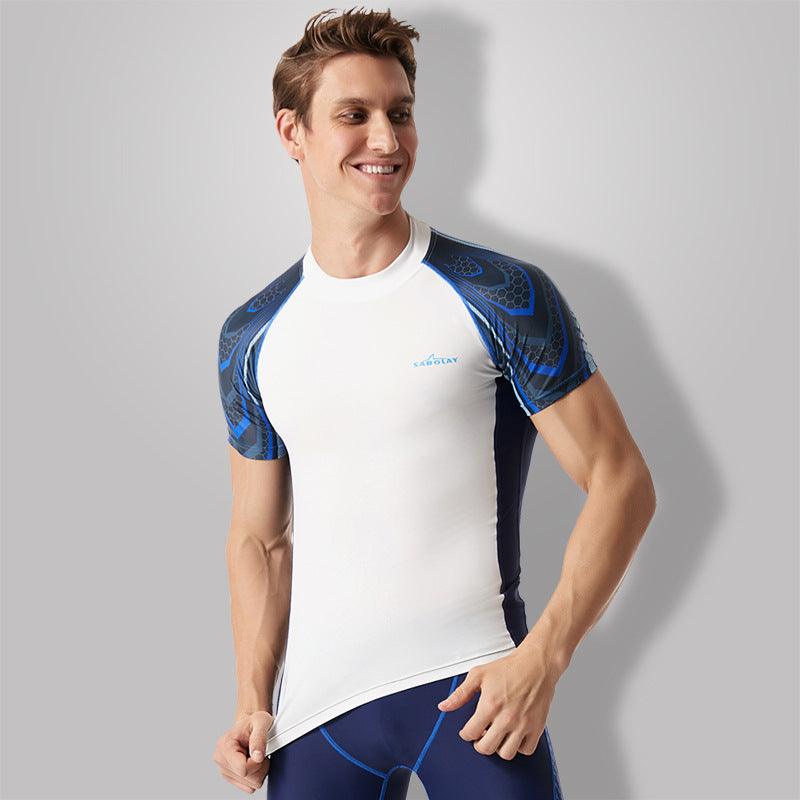 Traje de natación para hombre de Lycra con manguita corta, nuevo protector contra rozaduras dividido, traje de buceo ajustado de secado rápido, ropa de surf y natación