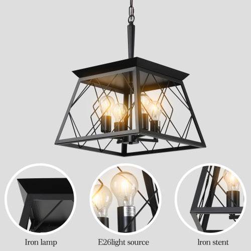 4 Lights Farmhouse Chandelier For Dining Room Black - EX-STOCK Canada