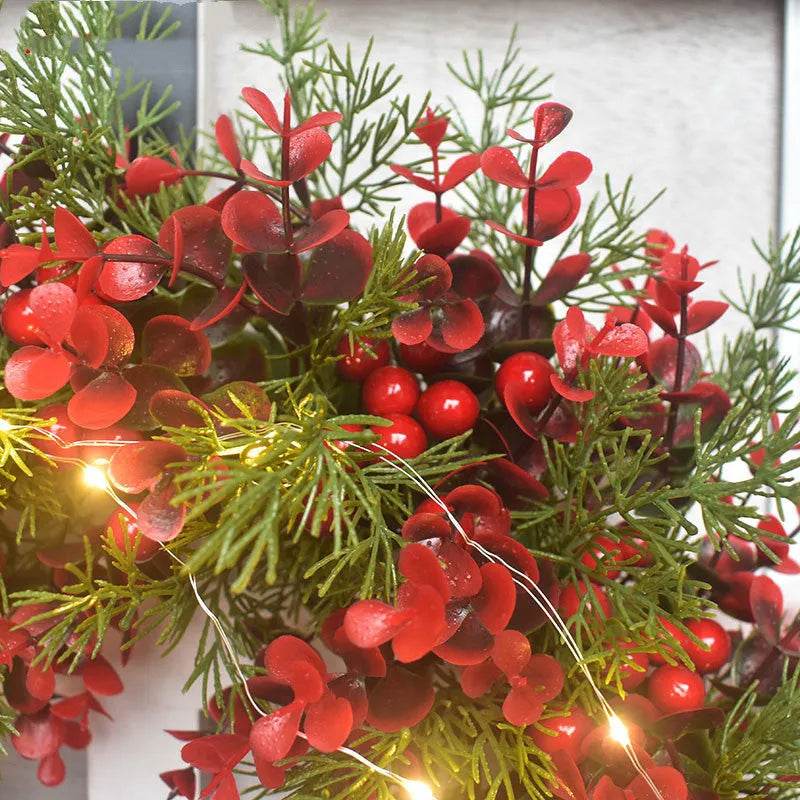 Artifical Cherry Pattern Wreaths Christmas Wreath Red Door Wreath Wall Hanging Garland Ornaments Rattan Circle Wall Decoration - EX-STOCK Canada