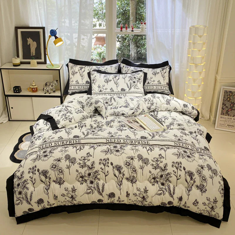 Thick Hepburn Black Lace Brushed Washed Cotton Duvet Insert Warm EX-STOCK Canada