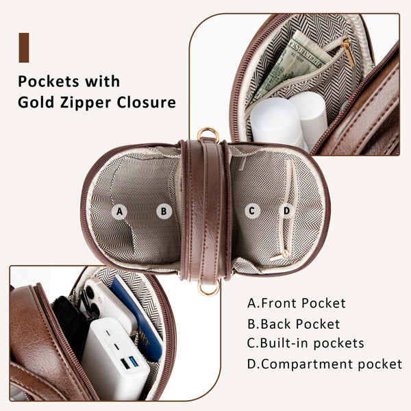 Bolso bandolera pequeño para mujer con asa y correa ajustable, bolso cruzado para teléfono celular con 2 bolsillos con cremallera - CaféEX-STOCK Canada