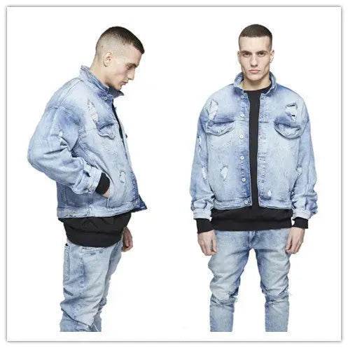 Casual Light Blue Cotton Denim Jacket for Men - EX-STOCK Canada