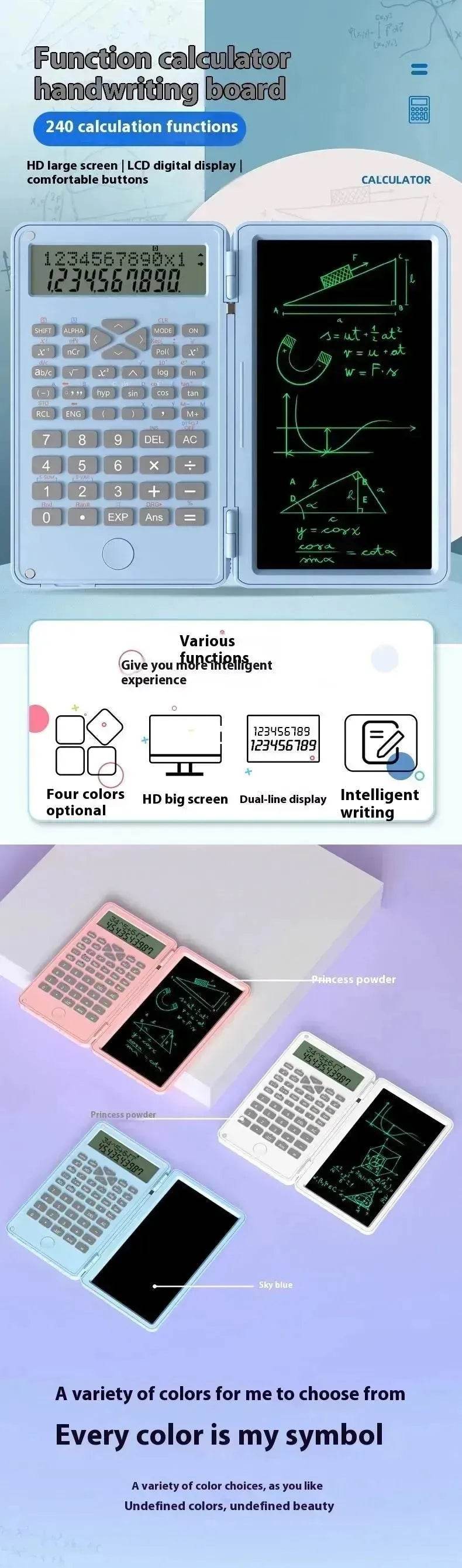 New Scientific Calculator Accounting Special Portable Mini Tablet Computing Machine Handwriting Board Exam Student - EX-STOCK Canada