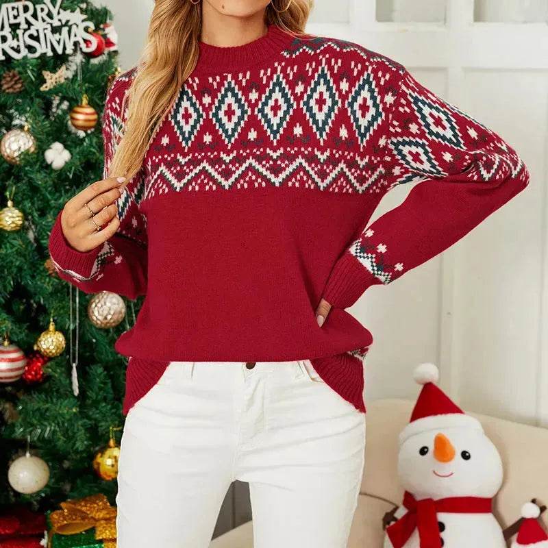 Loose Jacquard Christmas Sweater - EX-STOCK Canada
