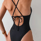 Elegant Women's Hollow Deep V neck One-piece Casual Swimsuit - EX-STOCK Canada