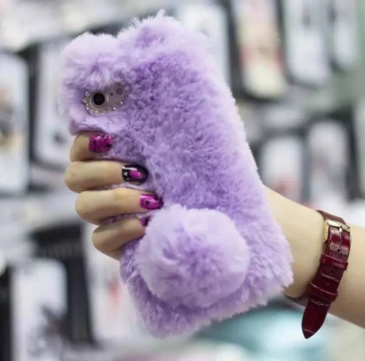 Cute Creative Rabbit Plush warm phone case women - EX-STOCK Canada