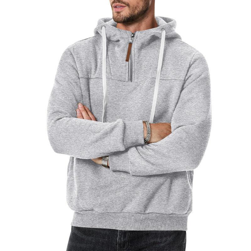 New Men's Heavy Fleece-lined Half-zip Sporty Casual Hooded Sweatshirt EX-STOCK Canada