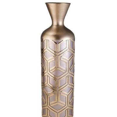 22 Tall Polyresin Decorative Vase, Weave Rose Gold Design - EX-STOCK Canada