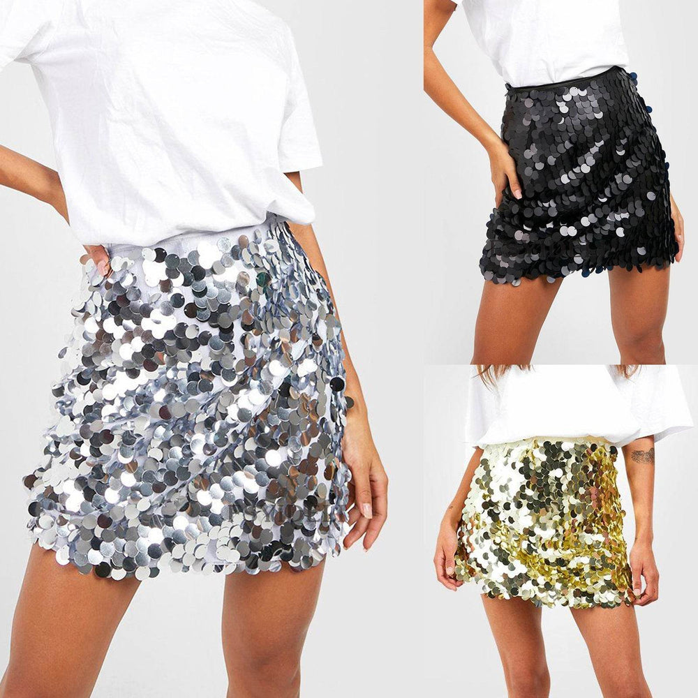 High Waist Sequined Mini Skirt - EX-STOCK Canada