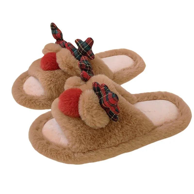 Indoor Cute One-word Cotton Slippers Autumn Women's Cartoon Fluffy Slippers EX-STOCK Canada