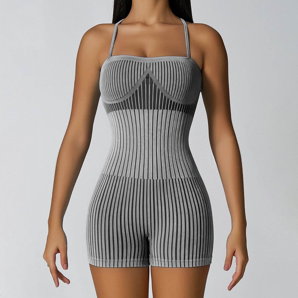 Hip Rise Waist Tight Sleeveless Yoga Jumpsuit Short Workout Romper - EX-STOCK Canada