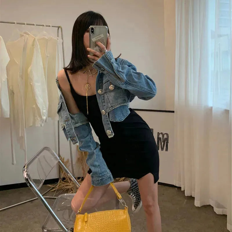 Light Blue crop Denim Jacket For Women - EX-STOCK CANADA