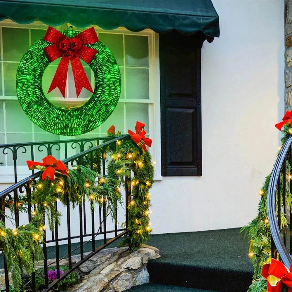 Front Door Wreath Bowknot Luminous LED Light Christmas Garland - EX-STOCK Canada