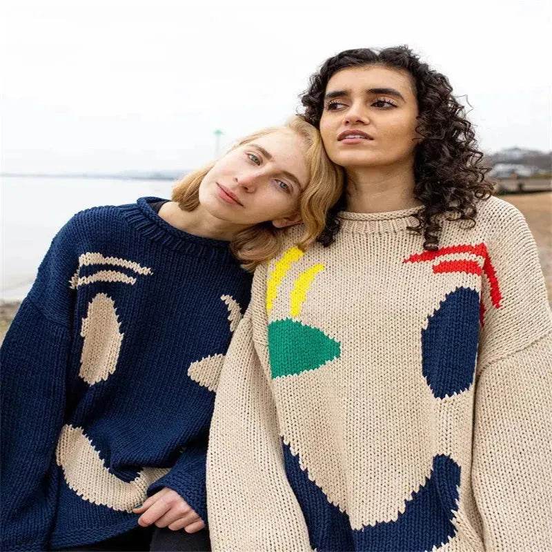 Ugly Christmas Knitted Sweater Women's Long-sleeved Round Neck Yarn-dyed Printed Top Women's - EX-STOCK Canada