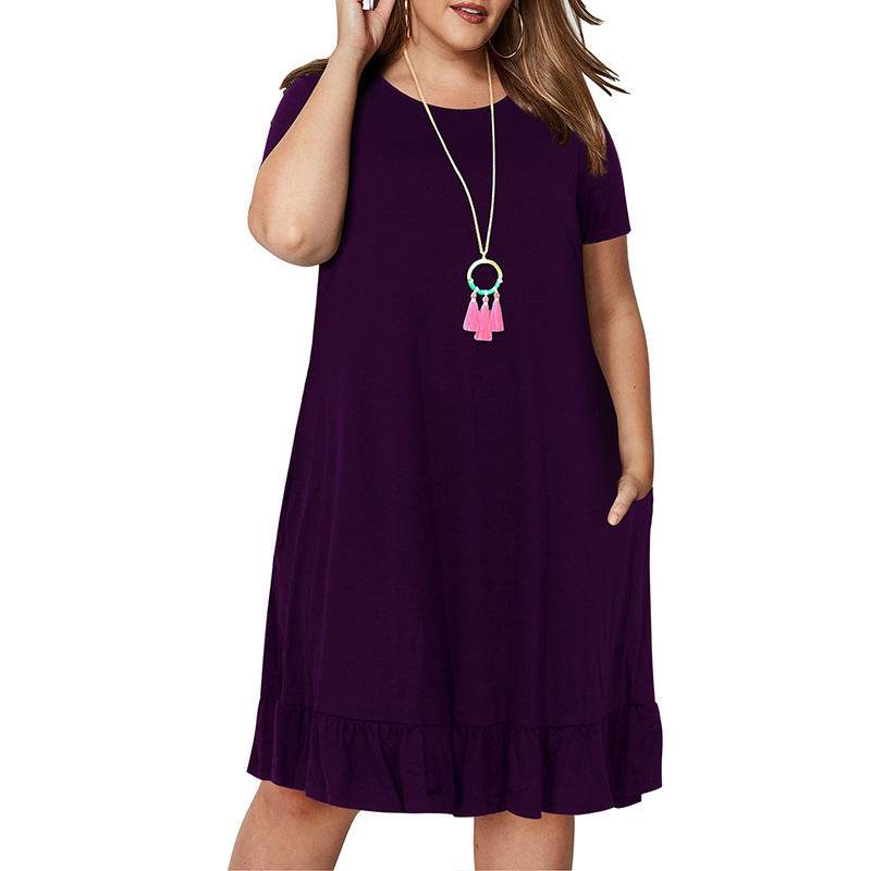 Plus Size Summer Dresses Round neck Short Sleeve Mini dress - EX-STOCK Canada