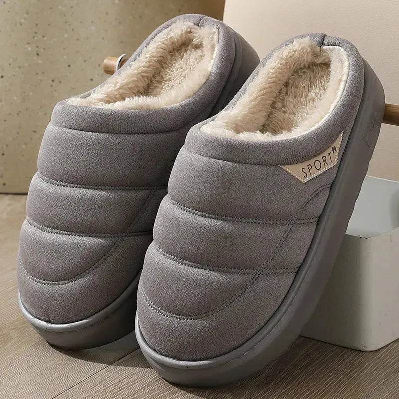 Fashion Solid Plush Slipper Winter Warm Indoor Floor Bedroom Home Slippers For Couple Thick-soled House Shoes Women Men - EX-STOCK Canada