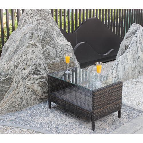 Table basse de mobilier de patio extérieur avec verre trempé clairEX-STOCK Canada